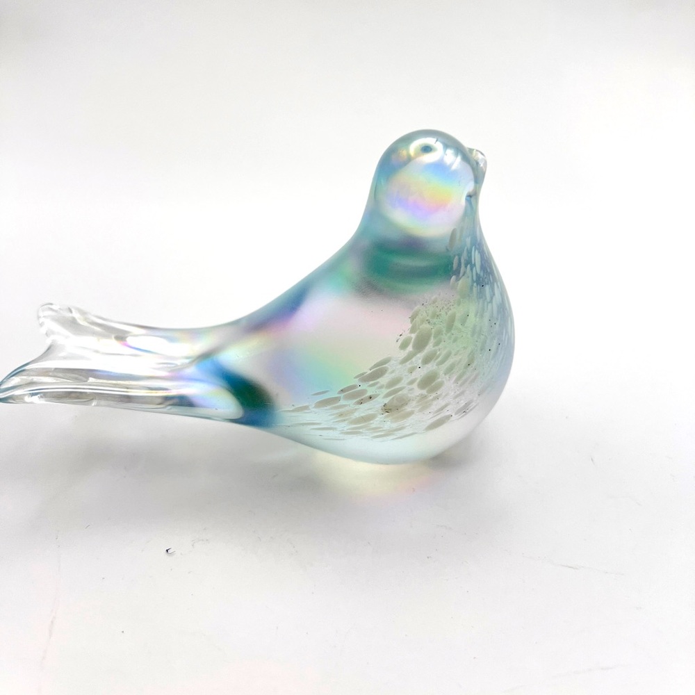 Iridescent Art Glass Bird Figurine – Rainbow Finish